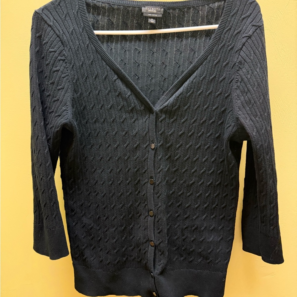 Talbots Black Button-Up Cardigan